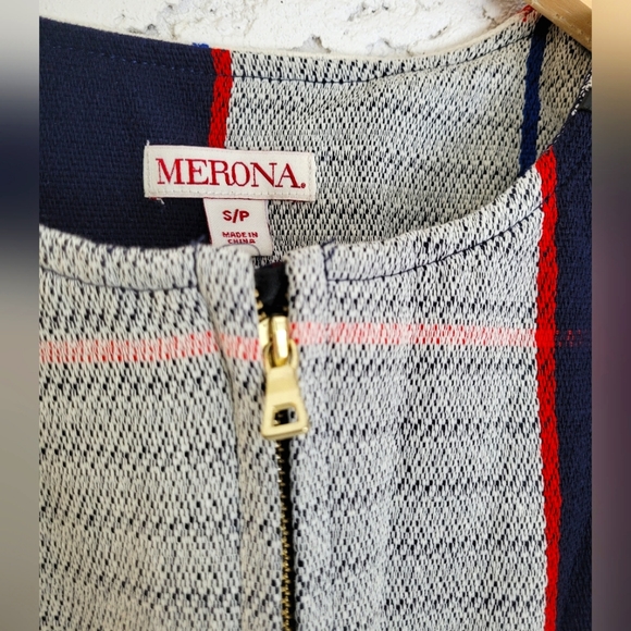 Navy, Red & White Blazer, Zip Front, Gold Buttons - Picture 3 of 8